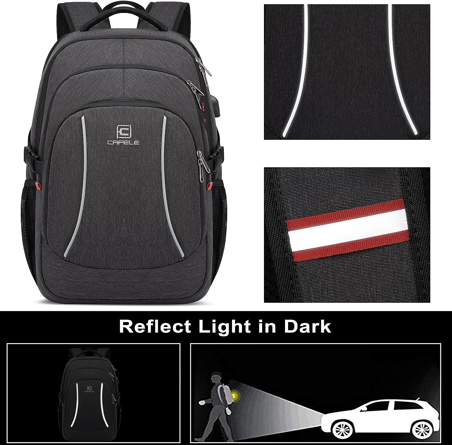 17.3 Inch Travel Laptop Backpack – Durable Water - Resistant College & Business Backpack with RFID Anti - Theft Pocket | Large Computer Bag, School Bookbag for Men, Women & Teens (Grey) - RELUX.STORE