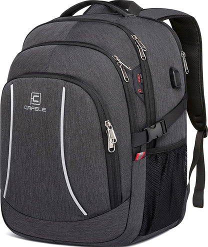 17.3 Inch Travel Laptop Backpack – Durable Water - Resistant College & Business Backpack with RFID Anti - Theft Pocket | Large Computer Bag, School Bookbag for Men, Women & Teens (Grey) - RELUX.STORE
