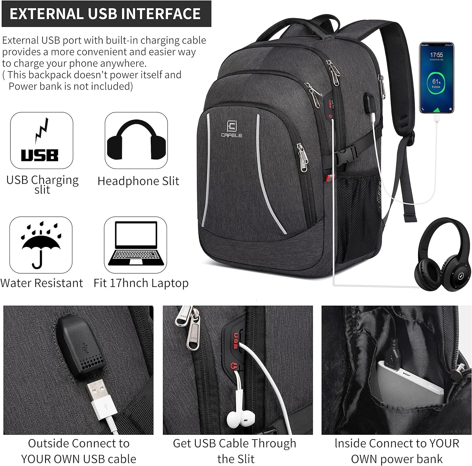 17.3 Inch Travel Laptop Backpack – Durable Water - Resistant College & Business Backpack with RFID Anti - Theft Pocket | Large Computer Bag, School Bookbag for Men, Women & Teens (Grey) - RELUX.STORE