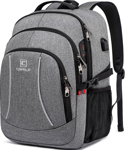 17.3 Inch Travel Laptop Backpack – Durable Water - Resistant College & Business Backpack with RFID Anti - Theft Pocket | Large Computer Bag, School Bookbag for Men, Women & Teens (Grey) - RELUX.STORE