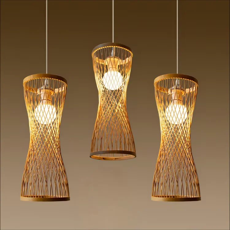 "17CM Japanese Style Rattan Woven Hanging Chandelier – Rustic Pendant Lamp for Home, Cafe, Bar & Restaurant Decor" - RELUX.STORE