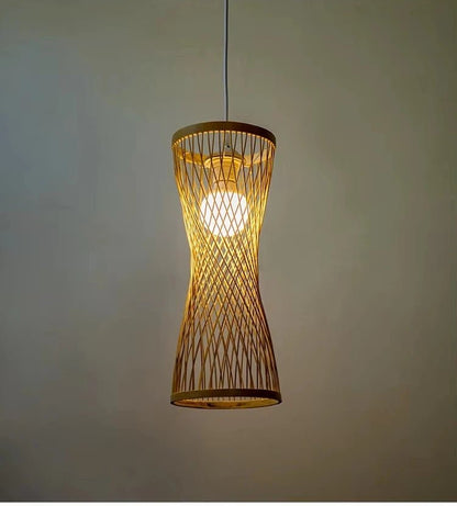 "17CM Japanese Style Rattan Woven Hanging Chandelier – Rustic Pendant Lamp for Home, Cafe, Bar & Restaurant Decor" - RELUX.STORE
