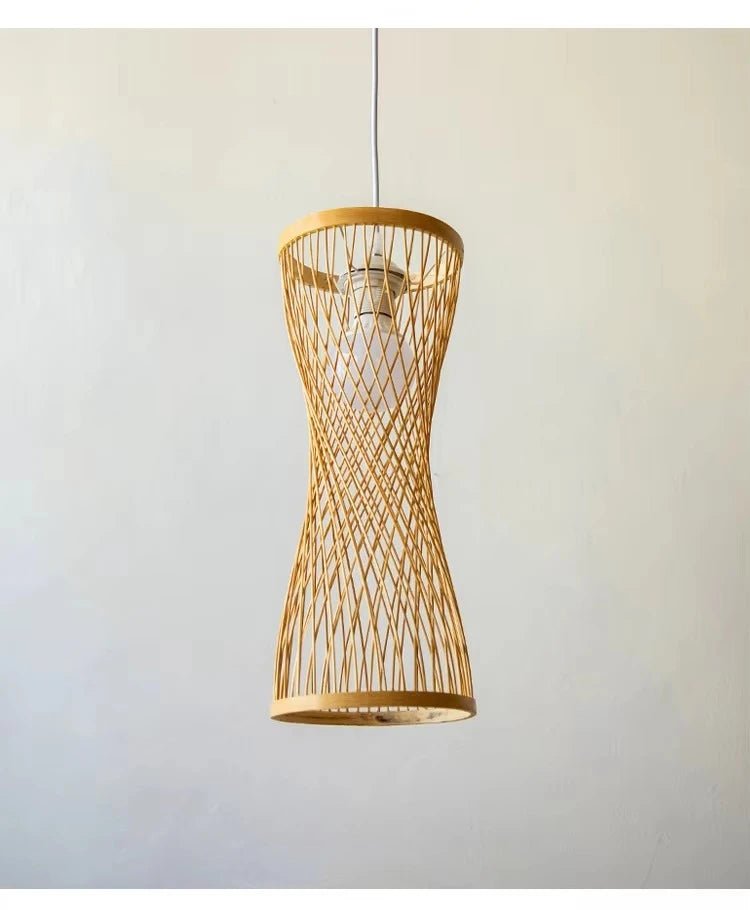"17CM Japanese Style Rattan Woven Hanging Chandelier – Rustic Pendant Lamp for Home, Cafe, Bar & Restaurant Decor" - RELUX.STORE