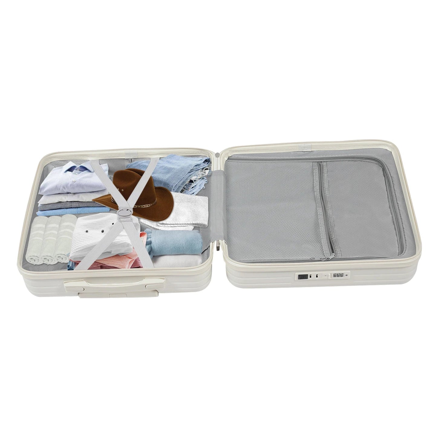 18'' Front Opening Airline Trolley Box Boarding Suitcase with Passcode Lock,Travel Luggage Suitcase for Men and Women - RELUX.STORE18'' Front Opening Airline Trolley Box Boarding Suitcase with Passcode Lock,Travel Luggage Suitcase for Men and Women