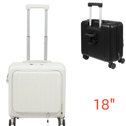 18'' Front Opening Airline Trolley Box Boarding Suitcase with Passcode Lock,Travel Luggage Suitcase for Men and Women - RELUX.STORE18'' Front Opening Airline Trolley Box Boarding Suitcase with Passcode Lock,Travel Luggage Suitcase for Men and Women