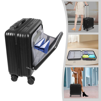 18'' Front Opening Airline Trolley Box Boarding Suitcase with Passcode Lock,Travel Luggage Suitcase for Men and Women - RELUX.STORE18'' Front Opening Airline Trolley Box Boarding Suitcase with Passcode Lock,Travel Luggage Suitcase for Men and Women