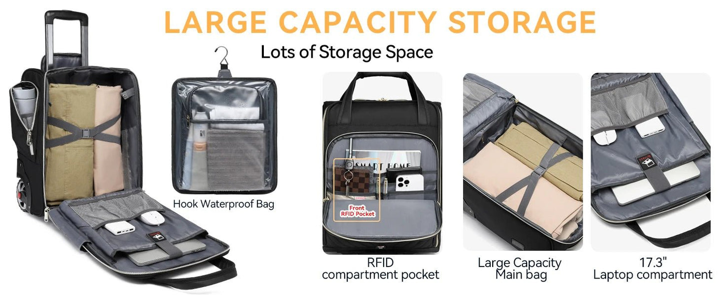 18 inch Laptop Bag Business Trolley Bags Carry - On Underseat Airlines Luggage Travel Bag with Wheels Women Men Cabin Suitcase - RELUX.STORE18 inch Laptop Bag Business Trolley Bags Carry - On Underseat Airlines Luggage Travel Bag with Wheels Women Men Cabin Suitcase