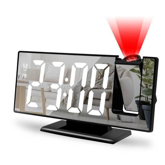 180° Arm Projection Alarm Clock Time Temperature USB Plug - in Digital Alarm Clock Snooze Table Clock 12/24H Projector LED Clock - RELUX.STORE