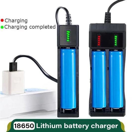 18650 Battery Charger 1/2/4 Slots Dual 18650 Charging 3.7V Rechargeable Lithium Battery USB Charger For 16340 14500 18650 - RELUX.STORE