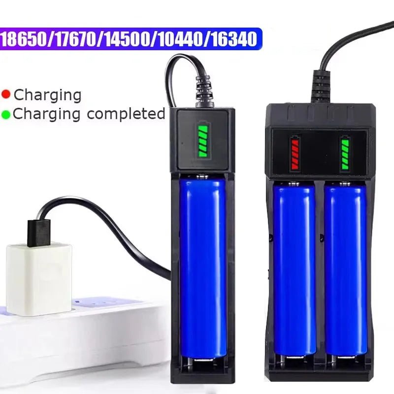 18650 Battery Charger 1/2/4 Slots Dual 18650 Charging 3.7V Rechargeable Lithium Battery USB Charger For 16340 14500 18650 - RELUX.STORE