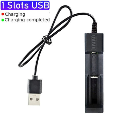 18650 Battery Charger 1/2/4 Slots Dual 18650 Charging 3.7V Rechargeable Lithium Battery USB Charger For 16340 14500 18650 - RELUX.STORE