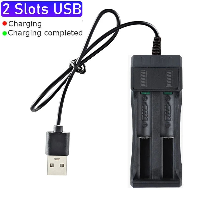 18650 Battery Charger 1/2/4 Slots Dual 18650 Charging 3.7V Rechargeable Lithium Battery USB Charger For 16340 14500 18650 - RELUX.STORE
