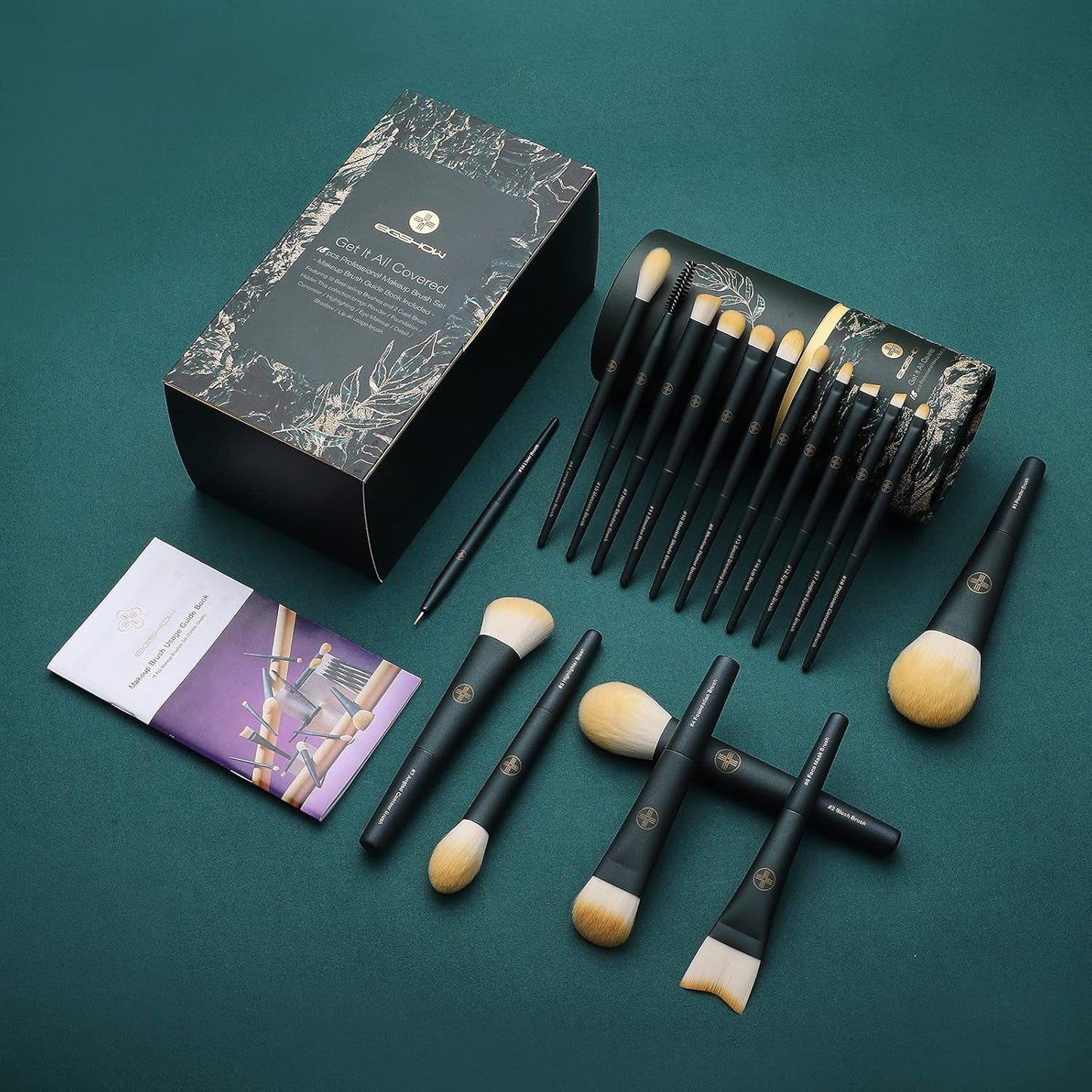 18Pcs Professional Makeup Brush Set with Eco Cylinder Travel Case – Premium Synthetic Foundation, Powder, Blush, Concealer, Blending, Eye & Lip Brushes – Cruelty - Free Makeup Brush Kit with 2 Cup Holder - RELUX.STORE