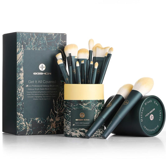 18Pcs Professional Makeup Brush Set with Eco Cylinder Travel Case – Premium Synthetic Foundation, Powder, Blush, Concealer, Blending, Eye & Lip Brushes – Cruelty - Free Makeup Brush Kit with 2 Cup Holder - RELUX.STORE