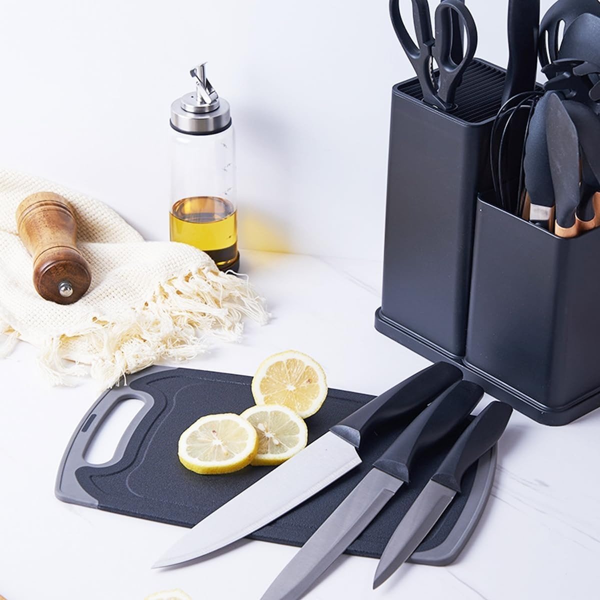 19 - Piece Kitchen Utensil & Knife Block Set - RELUX.STORE