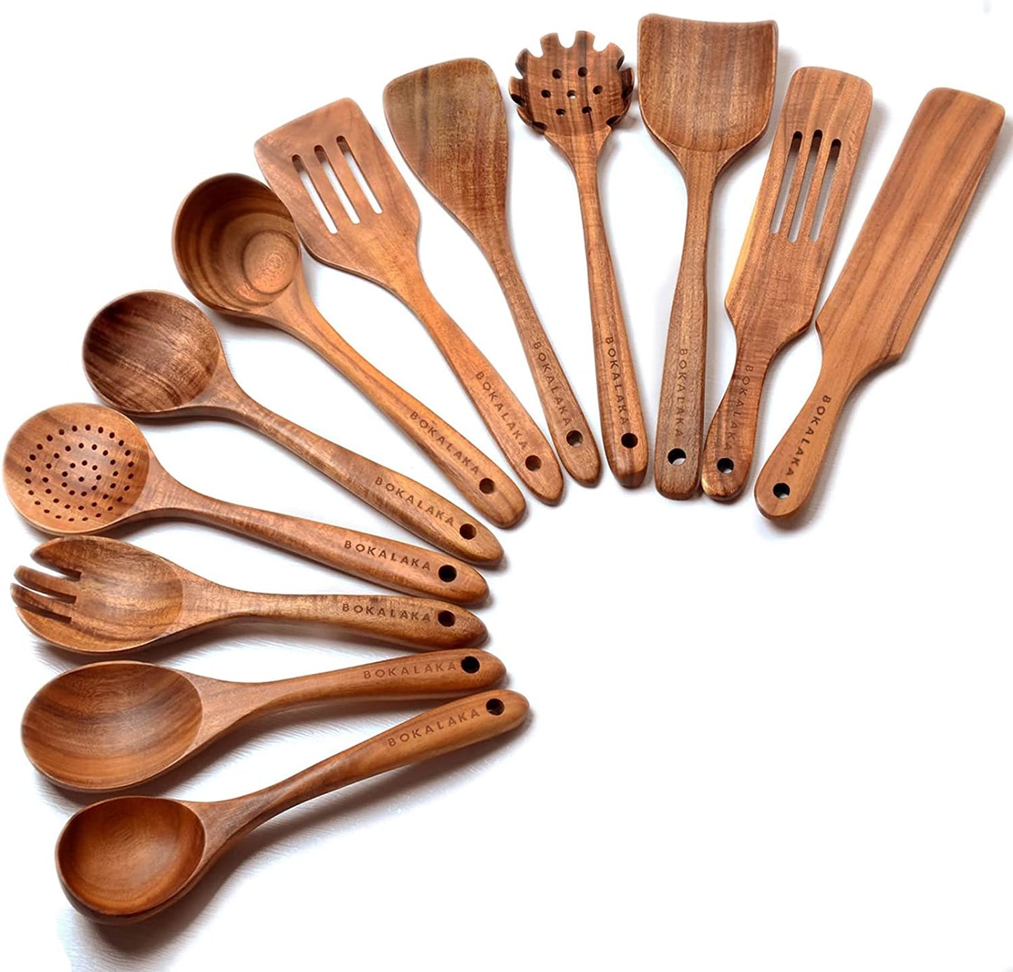 Teak Wooden Spoons for Cooking - 8Pcs Kitchen Utensils Set with Spatulas