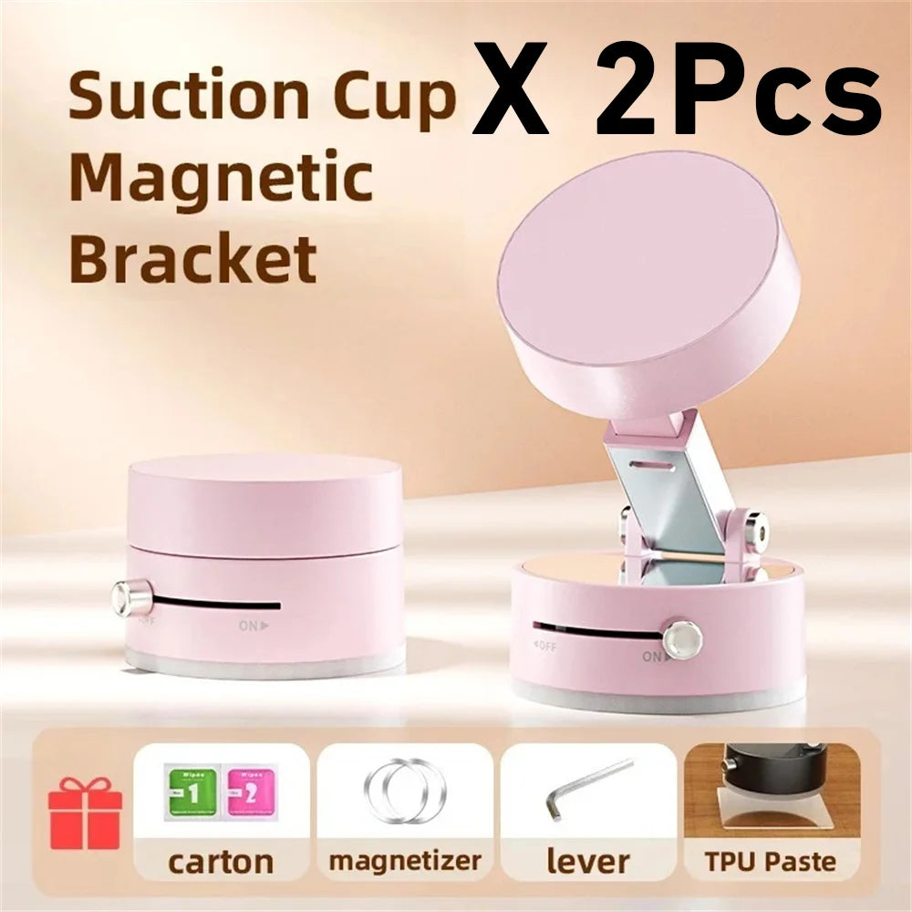 More Portable Vacuum Magnetic Mobile Phone Bracket Adjustable Double-Sided Suction Cup Holder Lazy Stand for All Smartphone