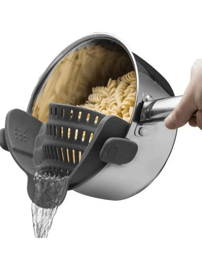 1pc Adjustable Silicone Clip - On Strainer for Pots, Pans, and Bowls - Handheld Drainer for Noodles, Pasta - RELUX.STORE