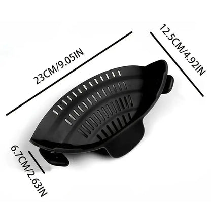 1pc Adjustable Silicone Clip - On Strainer for Pots, Pans, and Bowls - Handheld Drainer for Noodles, Pasta - RELUX.STORE