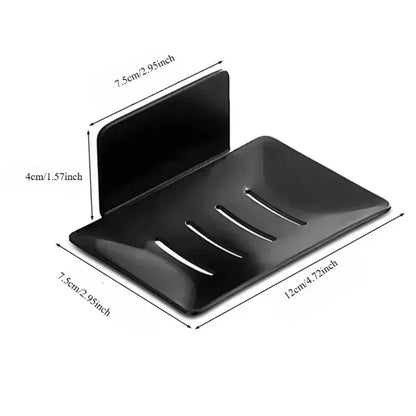 1pc Black carbon steel soap box, non perforated wall mounted bathroom soap box, bathroom soap holder, soap storage rack - RELUX.STORE