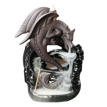 1pc Ceramic Vintage Dragon Backflow Incense Burner, Home Decor, Tabletop Decor, Home Aromatherapy Gift (Without Incense) - RELUX.STORE