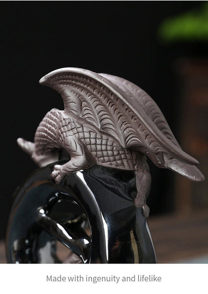 1pc Ceramic Vintage Dragon Backflow Incense Burner, Home Decor, Tabletop Decor, Home Aromatherapy Gift (Without Incense) - RELUX.STORE