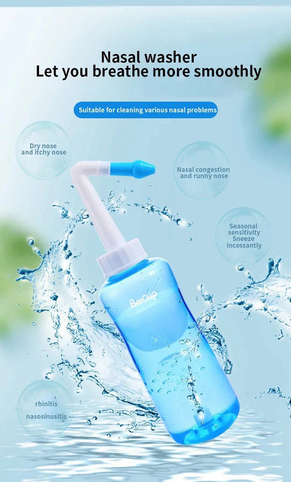 “1pc Nasal Wash Bottle 300ml – Adult & Children Saline Nasal Irrigation for Rhinitis, Nasal Cavity Cleansing, Manual Physiological Saline Rinse” - RELUX.STORE