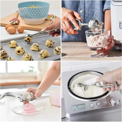 1PC Stainless Steel Ice Cream Scoop Cookie Dough Spoon Fruit Potato Digging Ball Spring Handle Ice Tray Mold Kitchen Accessories - RELUX.STORE