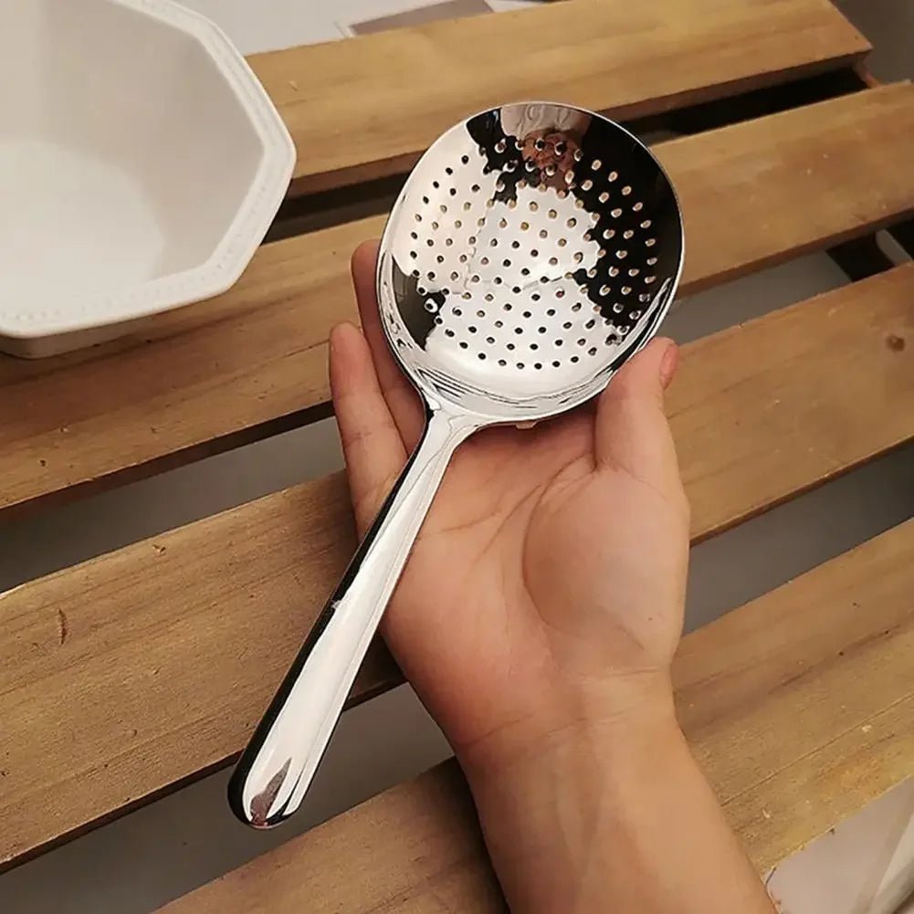 1Pc Stainless Steel Ladles For Serving Soup Rice Serving Spoon Drain Hole Heat Insulated Handle Kitchen Utensils For Daily Use - RELUX.STORE