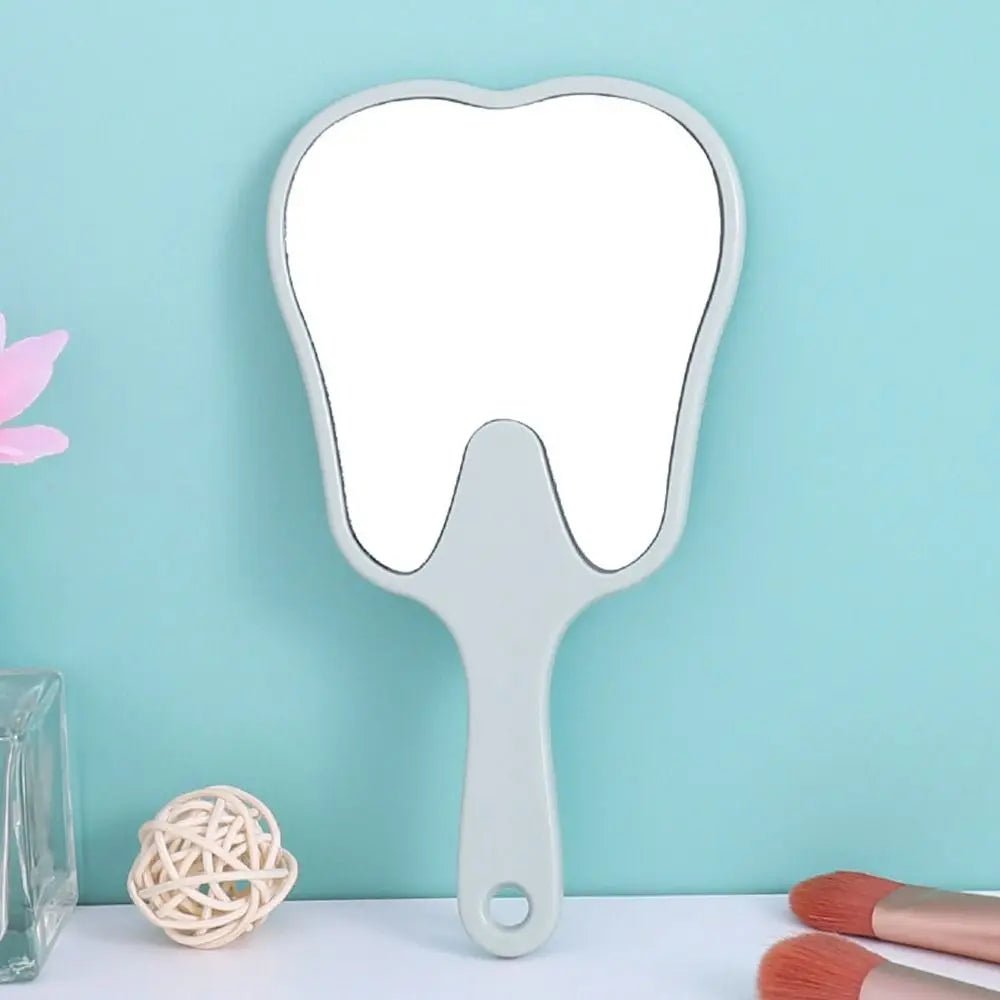 1PC Tooth Shaped Handheld Mirror Cute Makeup Mirror Durable High Definition Dental Mirrors Gifts - RELUX.STORE