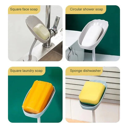 1pc Upgraded Soap Box With Drainage Double Grid Soap Rack, Wall Mounted Toilet With Cover Soap Rack, Non Perforated Soap Box - RELUX.STORE