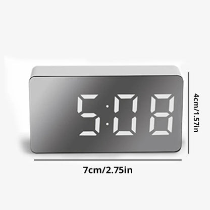 1Pc White LED Mirror Table Clock Snooze Display Time Night Light Desktop USB Alarm Clock Home Decor - RELUX.STORE