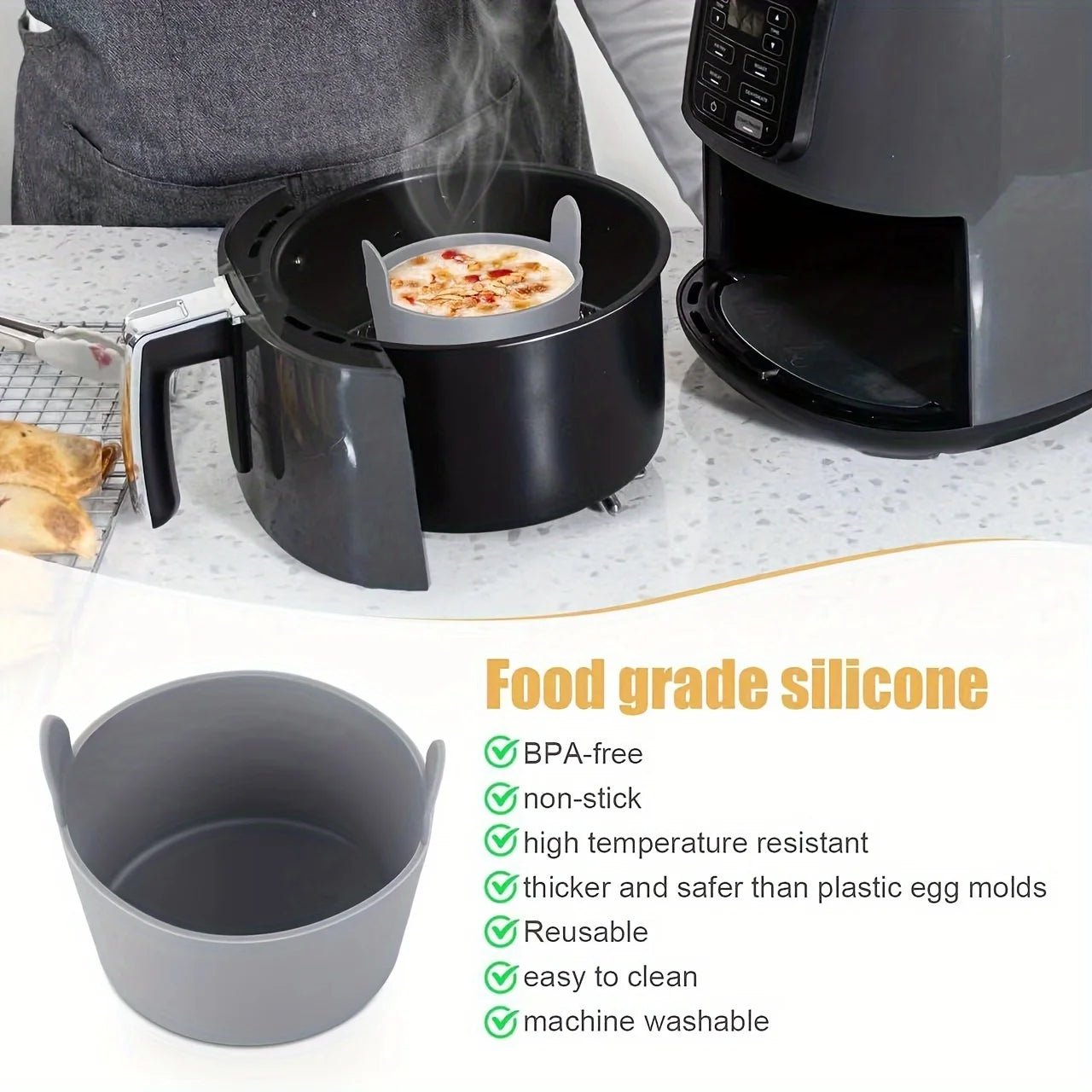 1pc/4pcs Air Fryer Silicone Egg Poacher Cups Silicone Egg Cooker Mold - RELUX.STORE