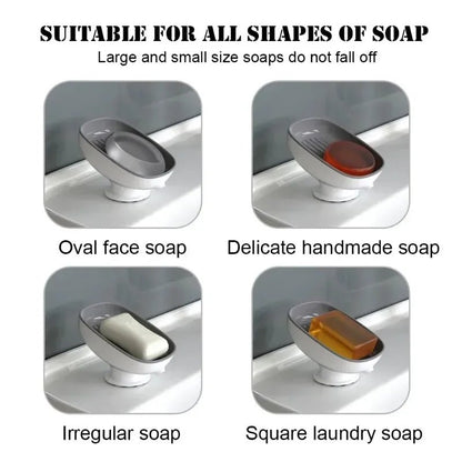 1Pcs Bathroom Soap Dishes Holder Self Draining Soap Box with Super Suction Portable Soap Container for Bathroom Accessories - RELUX.STORE