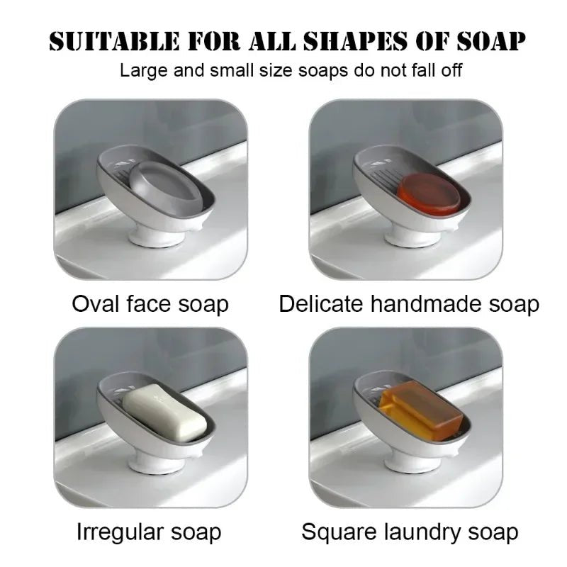 1Pcs Bathroom Soap Dishes Holder Self Draining Soap Box with Super Suction Portable Soap Container for Bathroom Accessories - RELUX.STORE