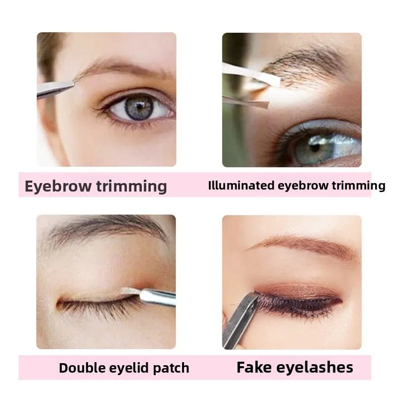 1pcs Hot Sales Portable Stainless Steel Button Cell Smart Design Eyebrow Hair Remove Tweezer with LED Light Makeup Tool - RELUX.STORE