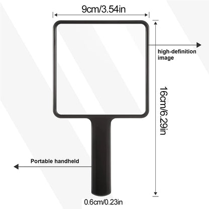 1Pcs Plastic Handle Handheld Makeup Vanity Mirror Portable Square Eyelash Extension Mirror Women Cosmetic Beauty Salon Supplies - RELUX.STORE