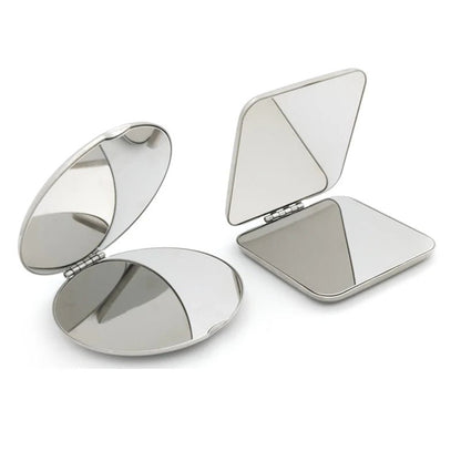 1pcs Portable Women Stainless Steel Makeup Mirror Hand Pocket Folded - Side Cosmetic Make Up Mirror Small Various Shapes - RELUX.STORE