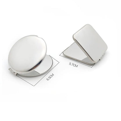 1pcs Portable Women Stainless Steel Makeup Mirror Hand Pocket Folded - Side Cosmetic Make Up Mirror Small Various Shapes - RELUX.STORE