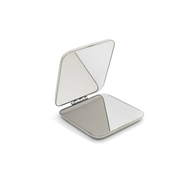 1pcs Portable Women Stainless Steel Makeup Mirror Hand Pocket Folded - Side Cosmetic Make Up Mirror Small Various Shapes - RELUX.STORE