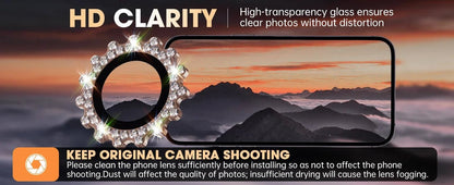 "2 - 3Pcs Bling 3D Metal Gear Diamond Camera Lens Protector for iPhone 16/17 Pro Max & 16 Plus – Case Friendly Alloy Rings" - RELUX.STORE