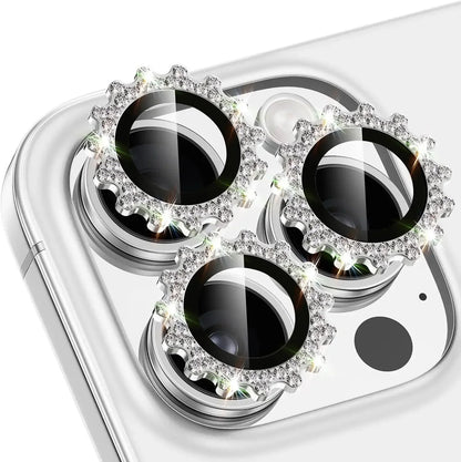 "2 - 3Pcs Bling 3D Metal Gear Diamond Camera Lens Protector for iPhone 16/17 Pro Max & 16 Plus – Case Friendly Alloy Rings" - RELUX.STORE