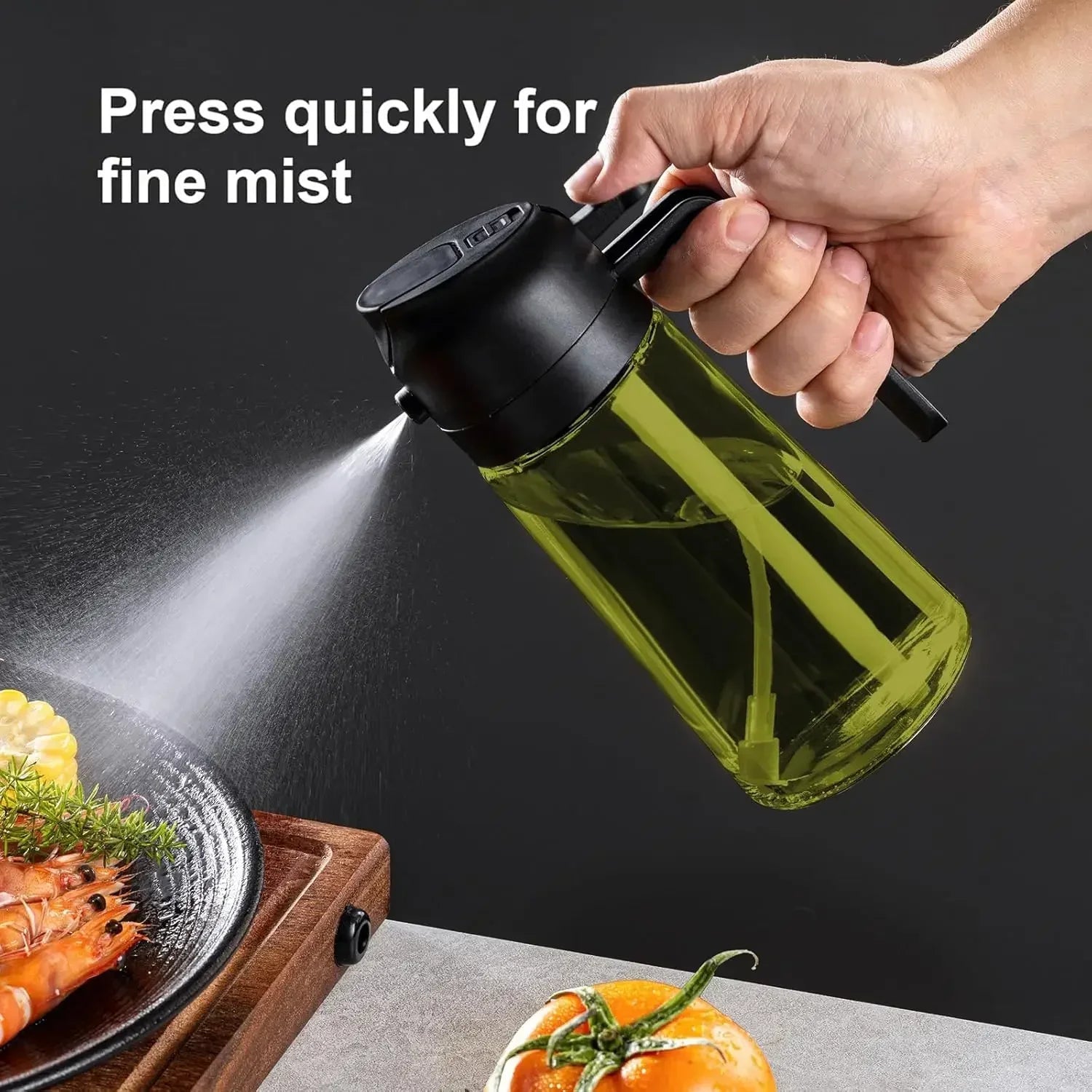 2 - in - 1 Dark Glass Oil Sprayer Olive Oil Dispenser Black Lightproof Oil Sprayer for Cooking Salads and Barbecues Barbecue Tools - RELUX.STORE