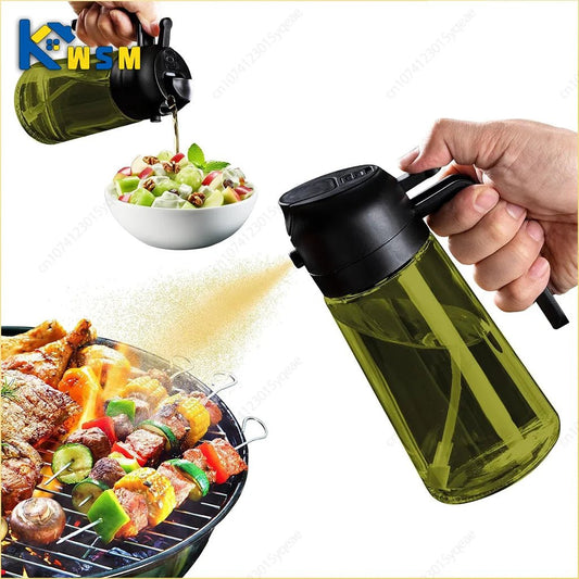 2 - in - 1 Dark Glass Oil Sprayer Olive Oil Dispenser Black Lightproof Oil Sprayer for Cooking Salads and Barbecues Barbecue Tools - RELUX.STORE