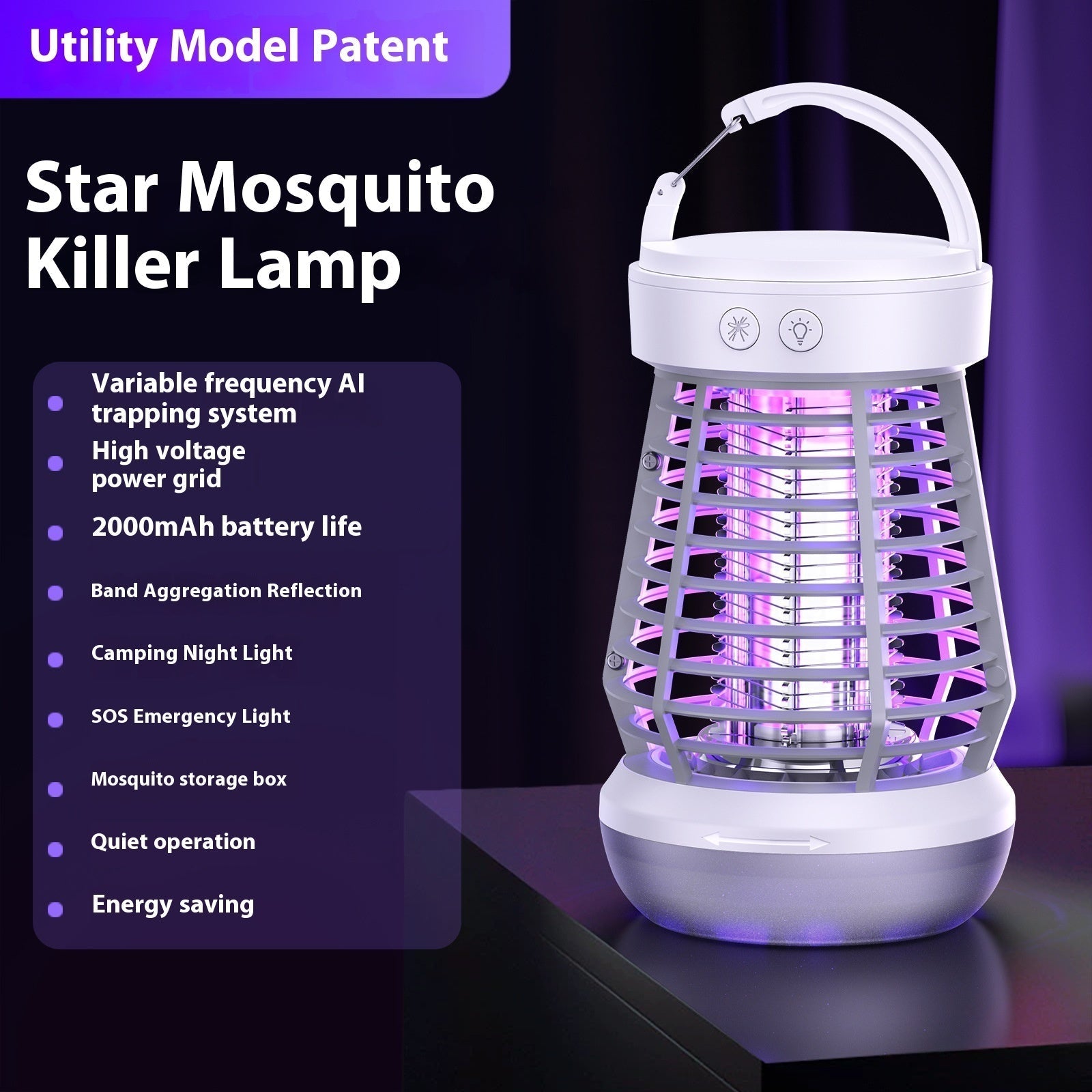 "2 - in - 1 Electric Mosquito Killer Lamp & Fly Swatter – USB Rechargeable Insect Trap with Night Light & SOS Emergency Light | Indoor & Outdoor Camping Bug Zapper" - RELUX.STORE