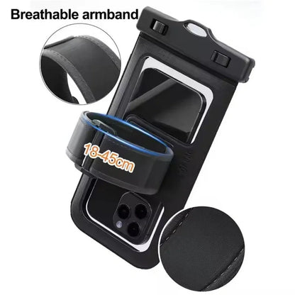 "2 - in - 1 Waterproof Armband Bag & Phone Case – Swim Dry Pouch for iPhone 16/15/14/13/12/11 Pro Max with Lanyard" - RELUX.STORE