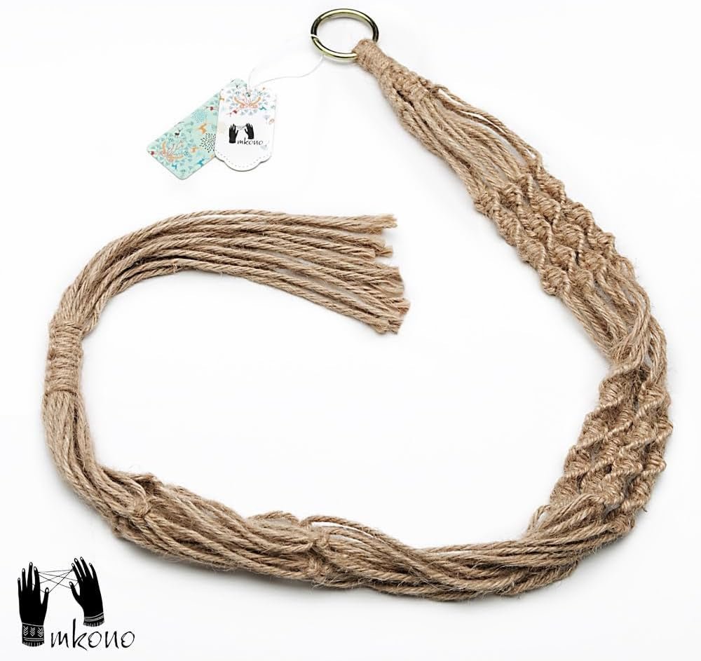 2 - Pack Macrame Plant Hangers 40” – Indoor & Outdoor Hanging Planter Basket, 4 - Leg Jute Rope Flower Pot Holder, Boho Home Decor (Brown) - RELUX.STORE