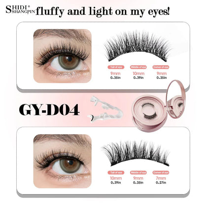2 Pairs Magnetic Eyelash Natural Look Fluffy False Eyelashes Reusable Magnetic Eyelash Set with Applicator No Glue Need Makeup - RELUX.STORE