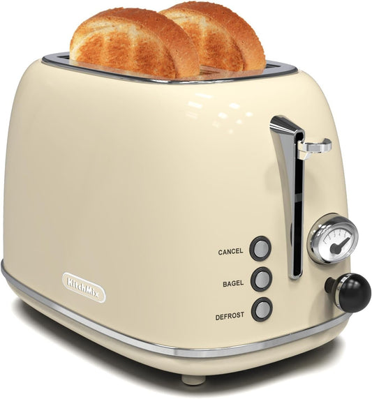 2 - Slice Retro Toaster | Stainless Steel Toaster with Extra - Wide Slots, 6 Browning Settings, Bagel & Defrost Functions – Baby Pink - RELUX.STORE