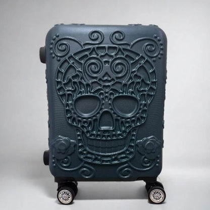 20 inc Black Skull Cabin Rolling Luggage Carry On Size Spinner Hardside Trolley Suitcase On Wheels - RELUX.STORE20 inc Black Skull Cabin Rolling Luggage Carry On Size Spinner Hardside Trolley Suitcase On Wheels